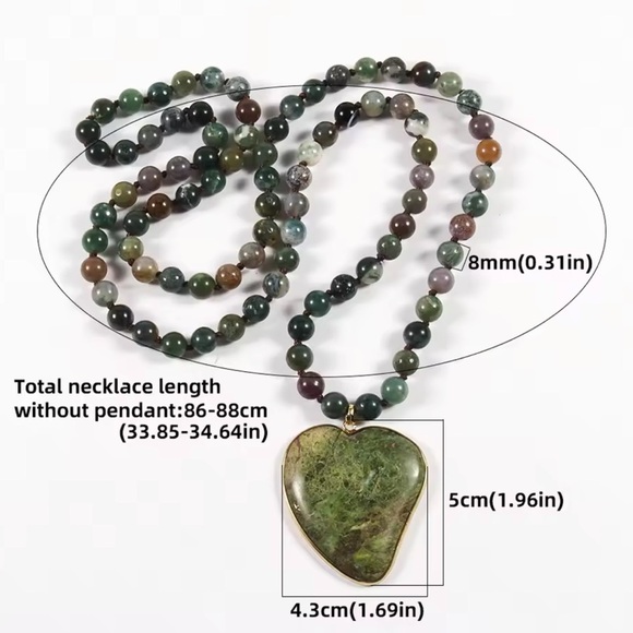 Multicolor Beaded Necklace with Heart Pendant - Picture 7 of 11